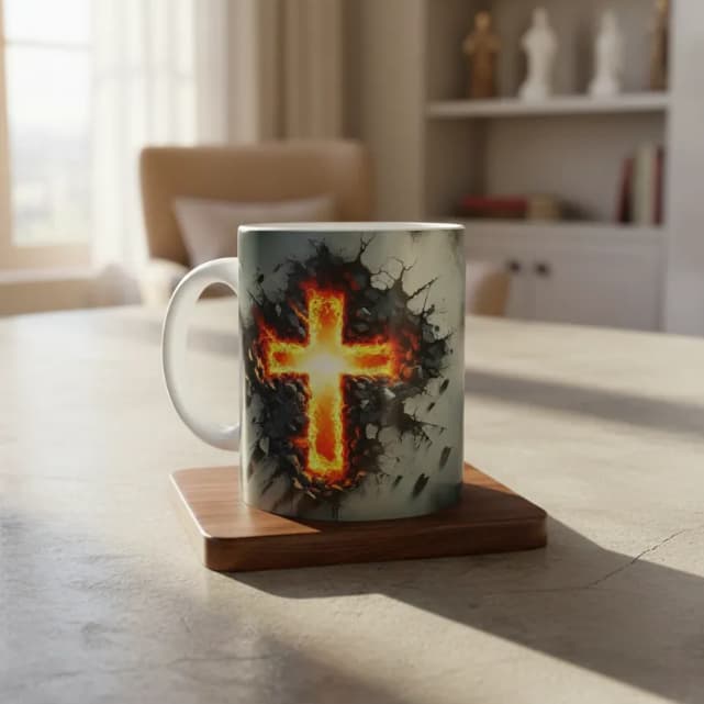 Caneca Porcelana 3D Evangélica Deus Jesus Cristo Fé Presente Gospel