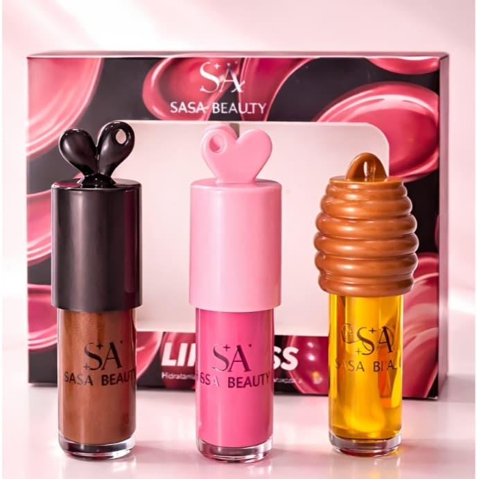 Kit 3 Lip Gloss Sasa Beauty SS-066