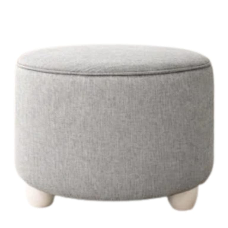 Puff Redondo Em Linho Cinza Design Elegante E Confortável