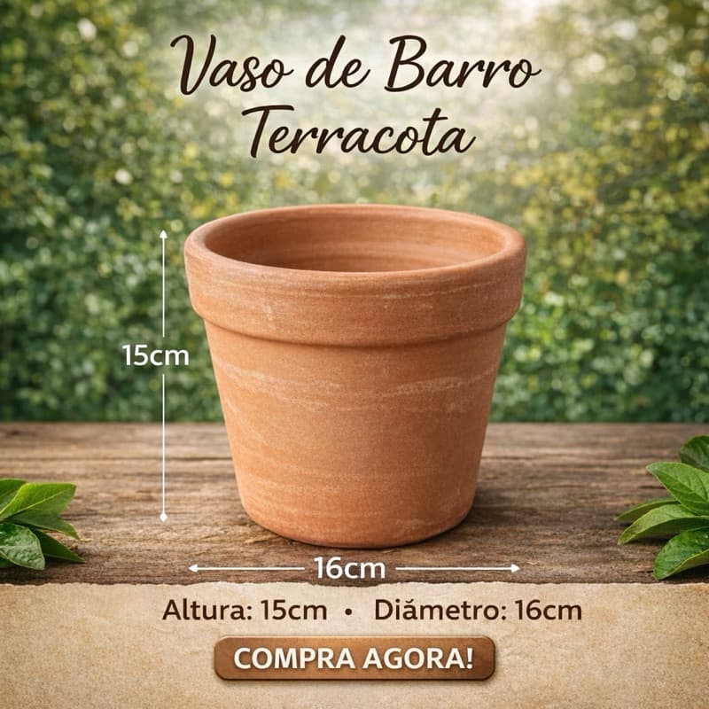 Vaso de Barro 15Cm/ Rústico com Borda lisa/ Vaso para plantas/ Vaso para ornamentação