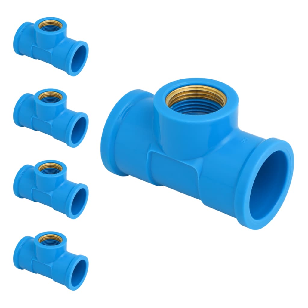 Kit 5 Te Com Bucha De Latão Soldável 25mm X 1/2 Pvc Krona