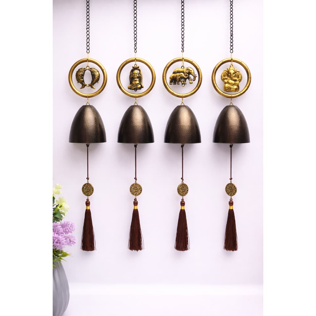 Sino dos Ventos Zen Premium com Buda, Ganesha e Elefante  Prosperidade, Proteção e Equilíbrio