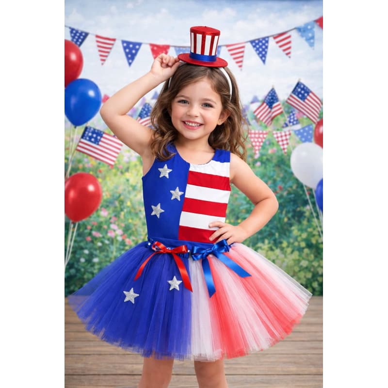 Fantasia Estados Unidos da America tutu menina países espetáculo escola