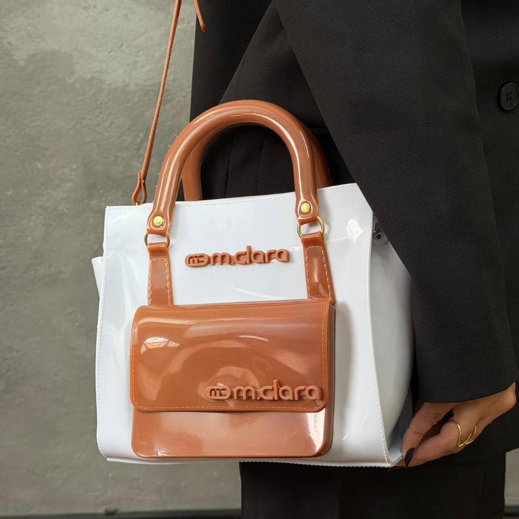 Bolsa  MC Carteira Com Alça Feminina Elegante Luxo Verniz  Moderna, Estilo Fashion Chic