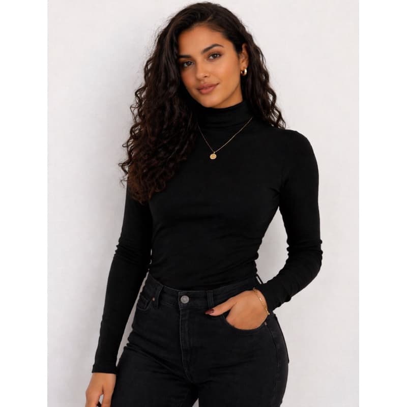 Segunda Pele Feminina Ajustada Frio Leve Inverno Blusa Básica Respirável