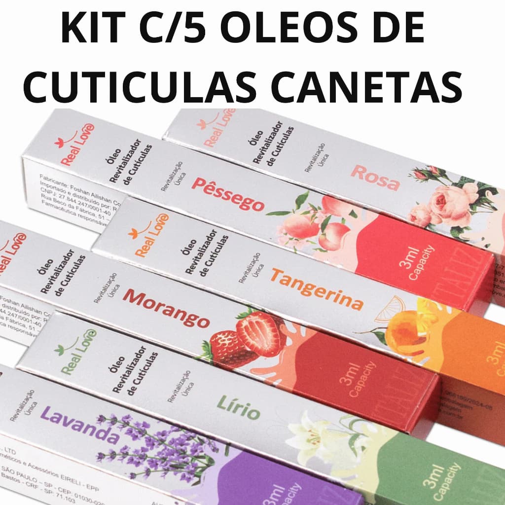 KIT C/5 CANETAS OLEO DE CUTICULA HIDRATENTE, NUTRIÇAO,PROFUNDA,CHEIROSO