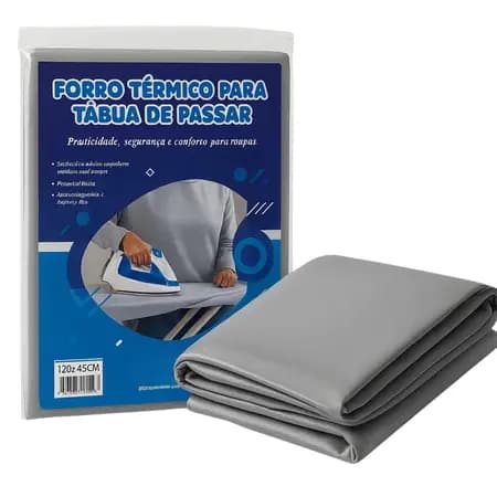 Forro T茅rmico para T谩bua de Passar Ajust谩vel Aluminizado e Acolchoado Cinza