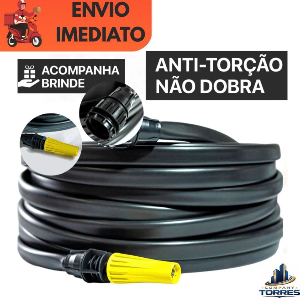 Mangueira Antitorção Resistente e Reforçada Preta para Jardim
