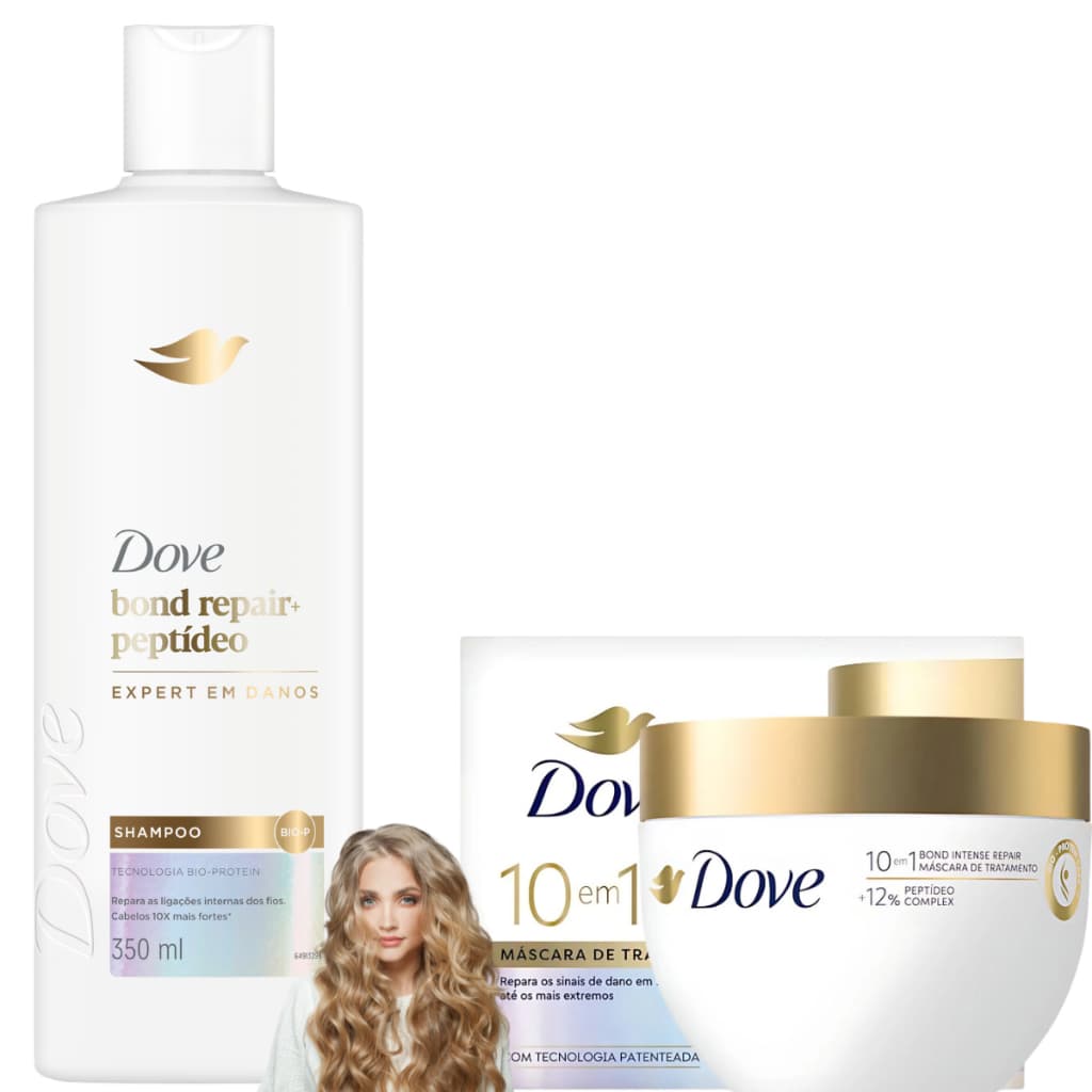 Kit Dove Shampoo Mascara Bond Intense Repair Tratamento Milagroso Extraordinário Miracles Reparação