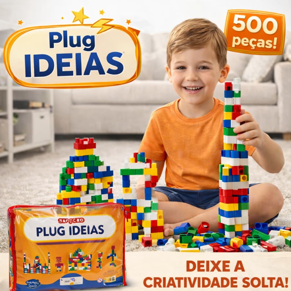 Blocos de montagem Sacolão Plug Ideias Brinquedo Educativo