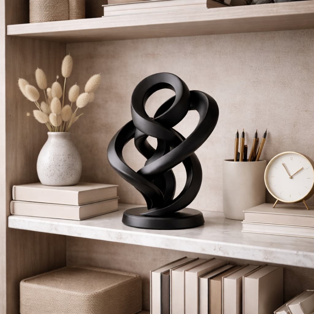 Escultura Decorativa Abstrata Moderna Luxo 17cm | Enfeite para Sala, Escritório | Decoração Premium