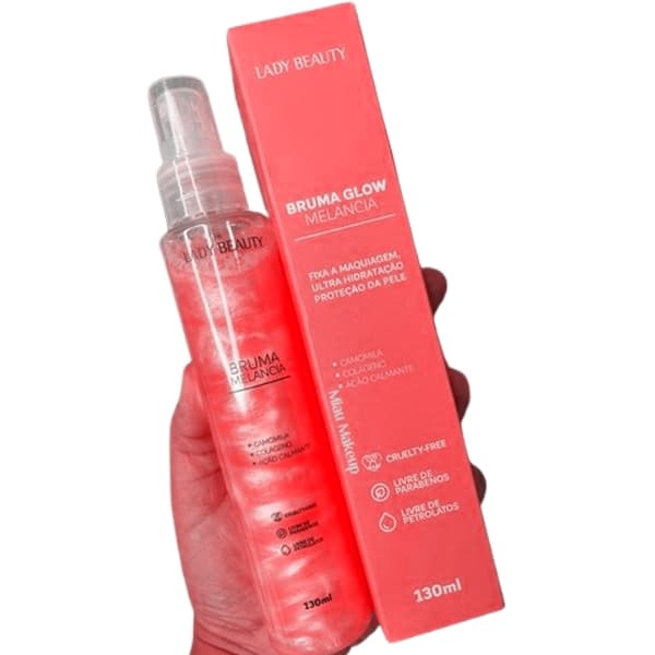 Bruma Glow Lady Beauty Melancia - Hidratação e brilho natural - Fixador de maquiagem