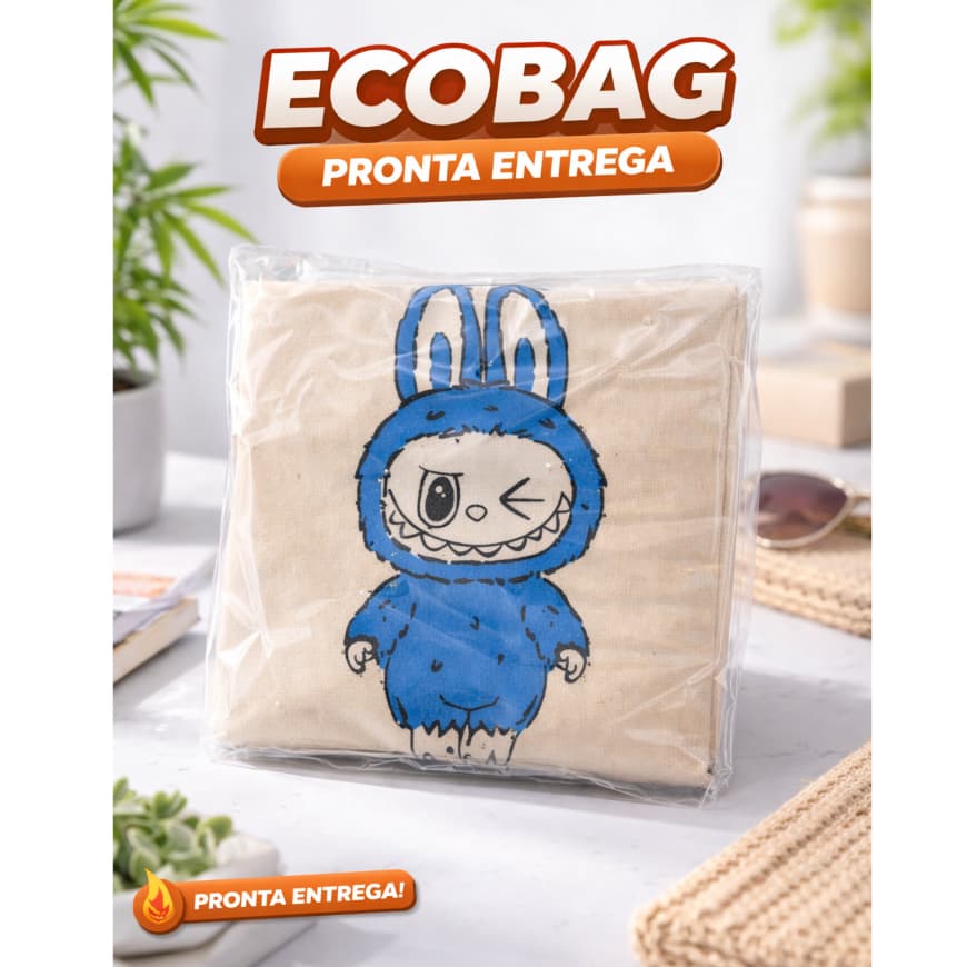 Bolsa Ecobag 100% Algodão Cru sacola personalizada, personagens infantis 32x38