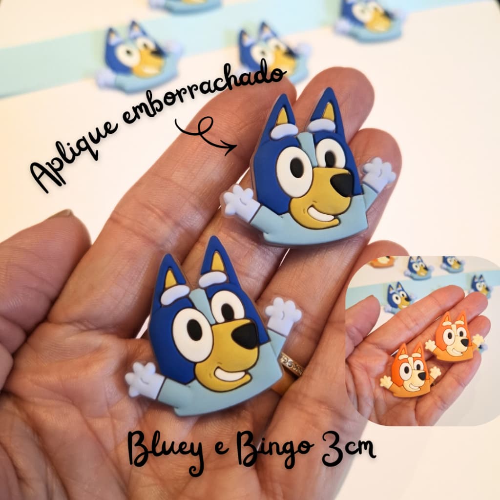 Aplique Bluey emborrachado Aplique Bluey e Bingo Aplique para laço e Acessórios