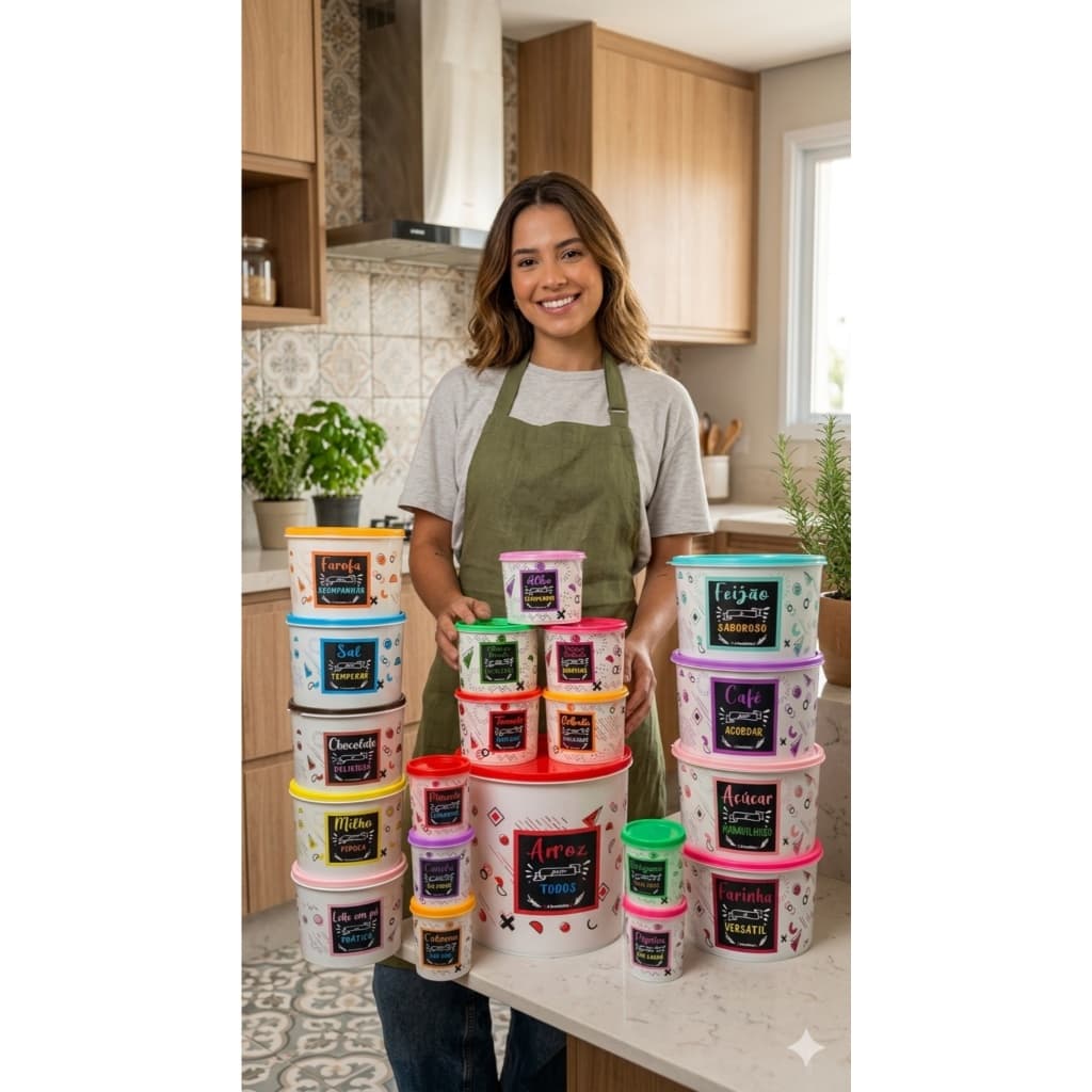KIT 20 PEÇAS DE MANTIMENTO PARA COZINHA E DECORAÇÃO ORGANIZADOR DE ALIMENTOS