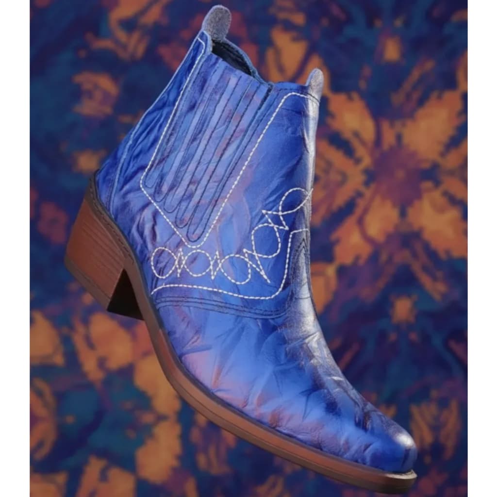 Bota Country Masculina Feminina Unissex Botina Texana Couro Legitimo Cor Azul Botinh Leve Macia 3736