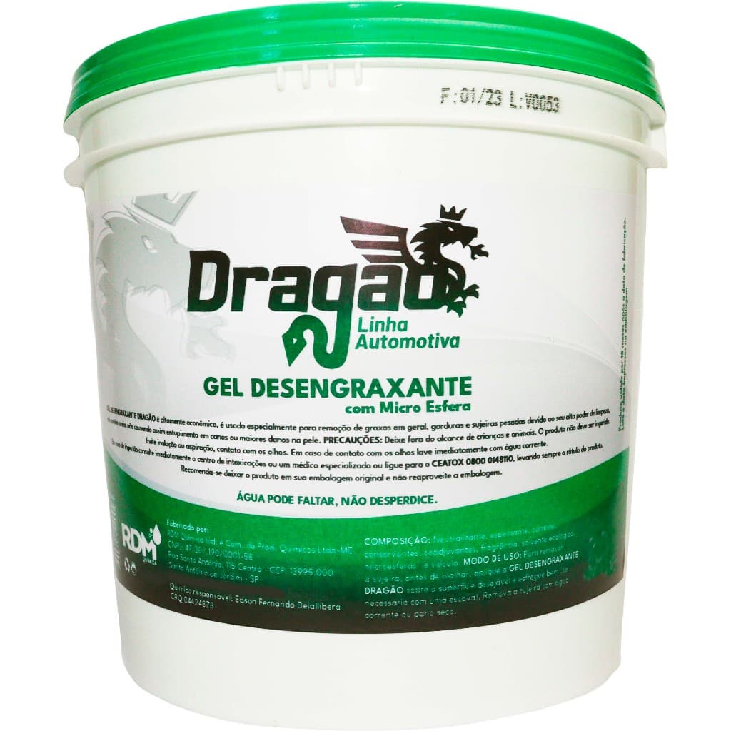Pasta Sabão Gel Desengraxante Biodegradável Verde Dragão Para Lavar Mãos