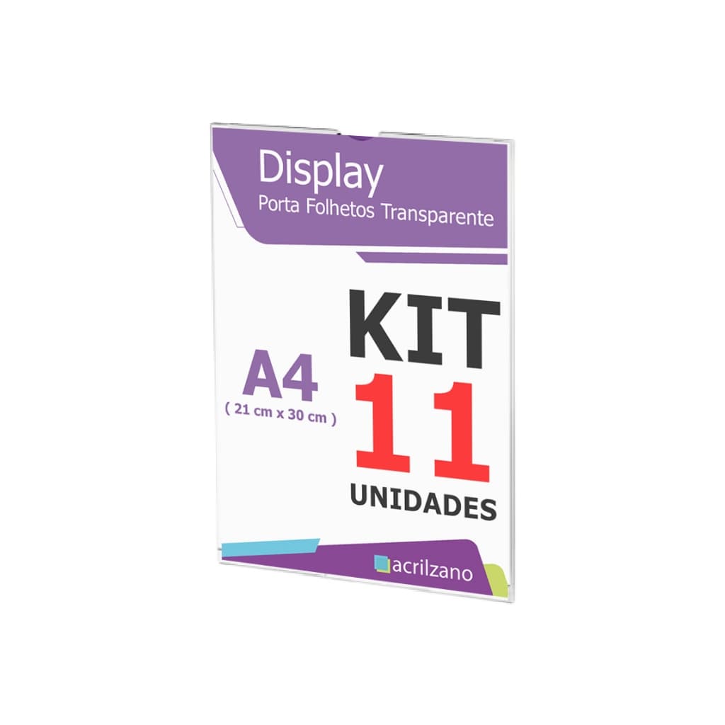 Kit 11 Porta Aviso A4 Vertical para Parede – Display Acrílico para Comunicados e Informações