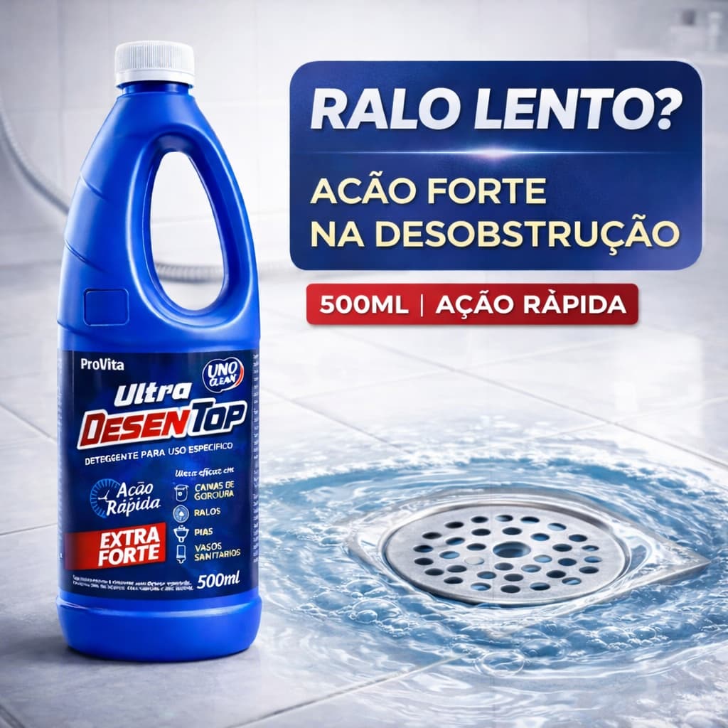Desentupidor Liquido Ultra Desentop 500Ml Pia Ralo Fossa Vaso Sanitario Cozinha Cano Caixa Gordura