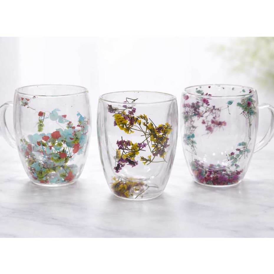 Xícara vidro -Caneca de Vidro Borossilicato Floral - Elegância e Sofisticação com Design Floral - xícara