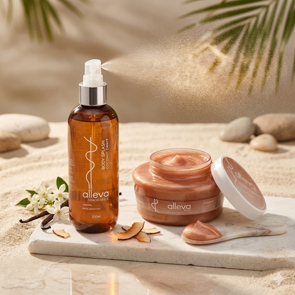 Kit Geleia Hidratante + Body Splash Coconut - Hidratacao com Perfume Irresistivel Kit Premium Alleva
