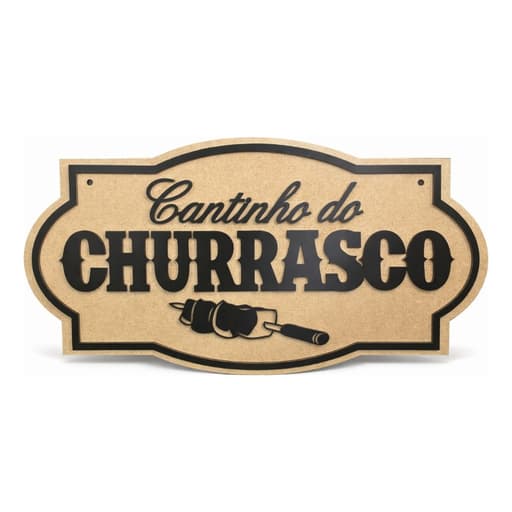 Placa Área Gourmet MDF Cantinho do Churrasco Decorativa Grande 55cm