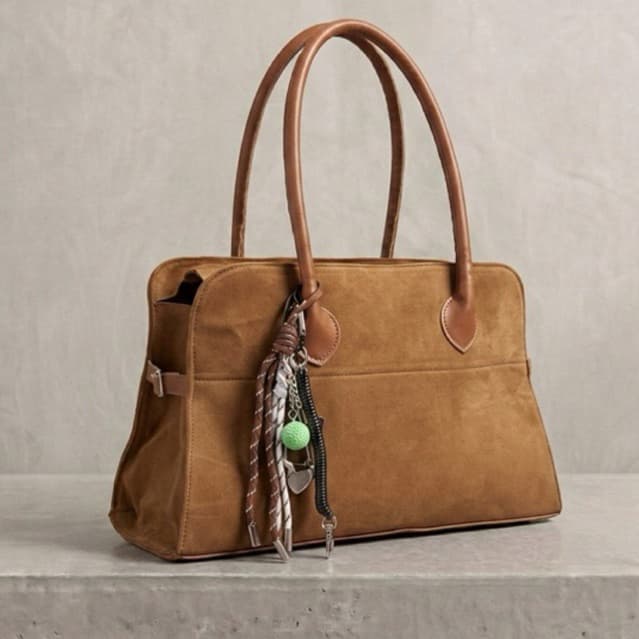 Bolsa Feminina Grande de Camurça Luxo - Transversal e Ombro - Alça Dupla