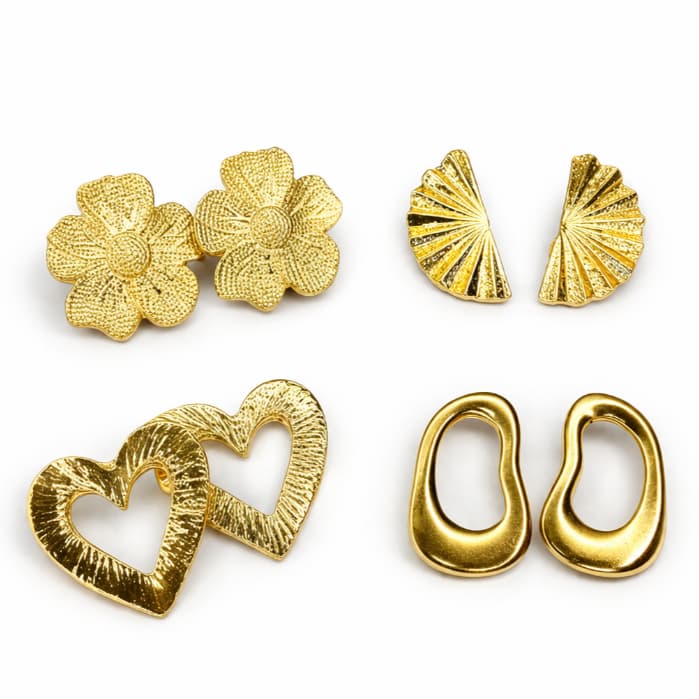 Kit 4 Pares - Brincos Feminino Dourado folheado - Acessórios Femininos