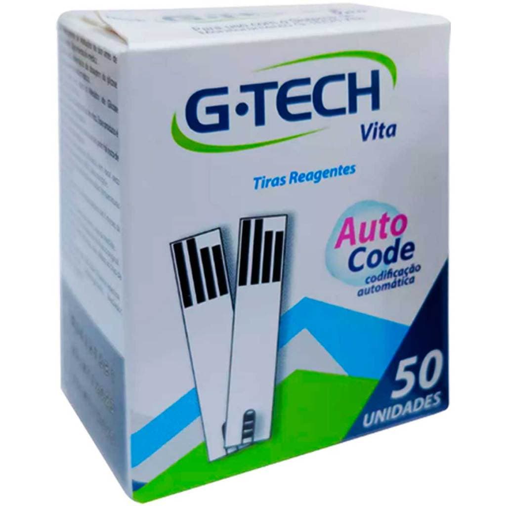 Tiras de Teste Glicemia G-Tech Vita Preto - Precisão e Segurança com Tecnologia Auto Code