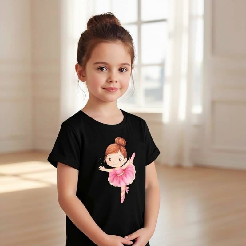 Camiseta Infantil feminina Estilo bailarina Balé delicada 100% algodão confortável e levinha