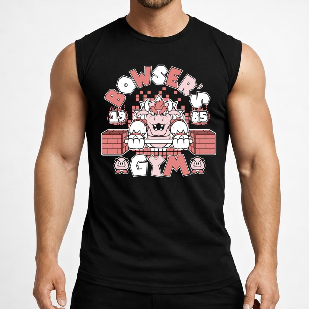 Camiseta Masculina Regata Fit Bowser Academia Gym Fit Camisa Machão