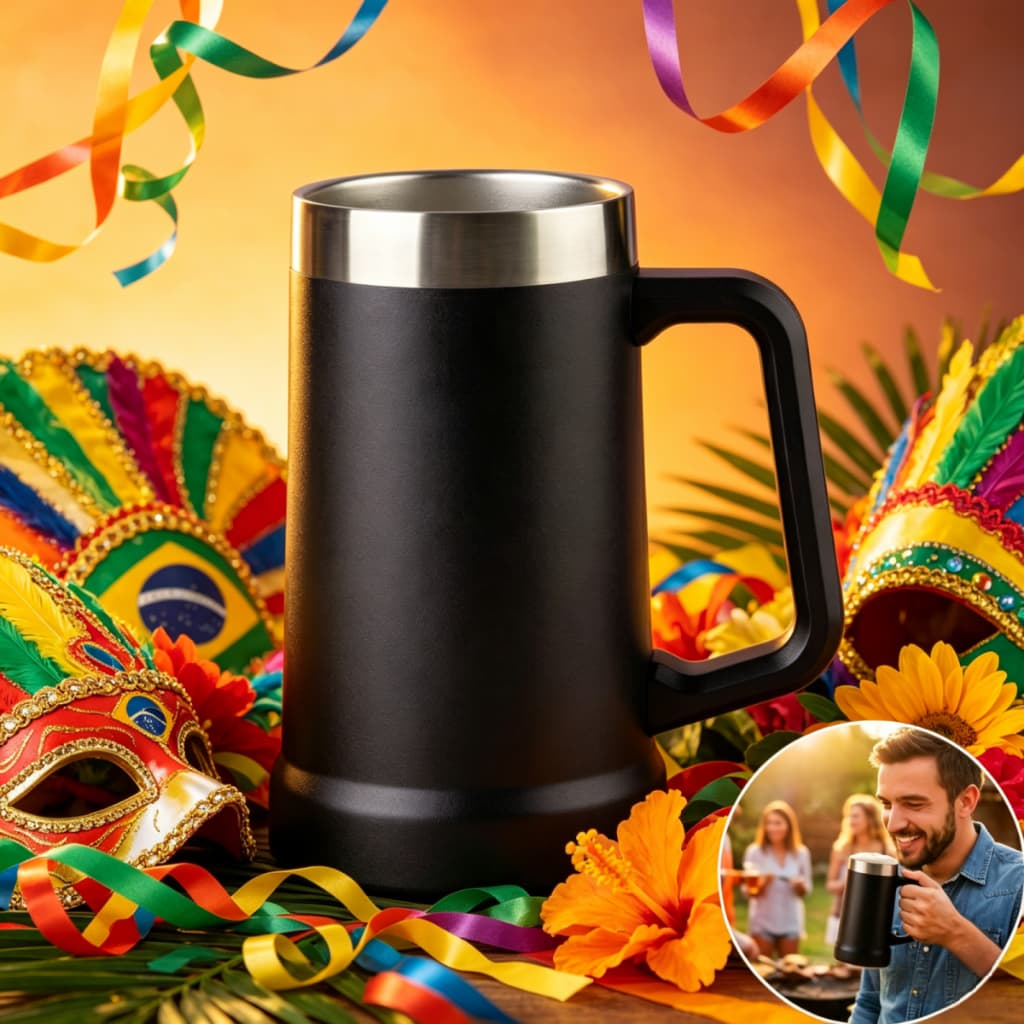 Caneca Térmica Chopp Cerveja Camada Dupla Inox 710ml