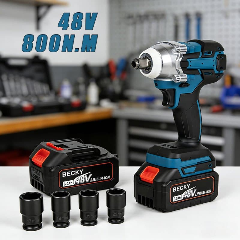 Chave de Impacto 1/2" 48V Inclui 2 Baterias Carregador Bivolt