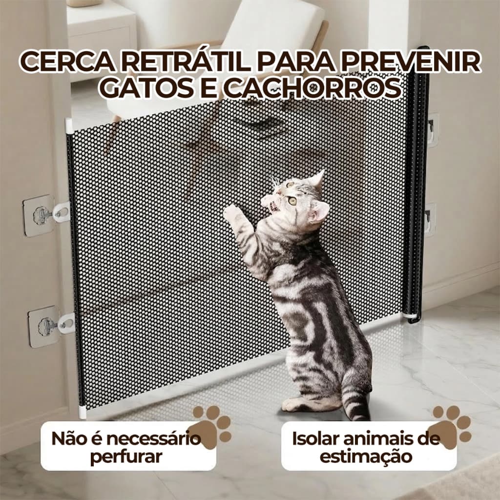 Portão Grade Retrátil Segurança Bebê Pet Portaozinho,Trava Antiesmagamento