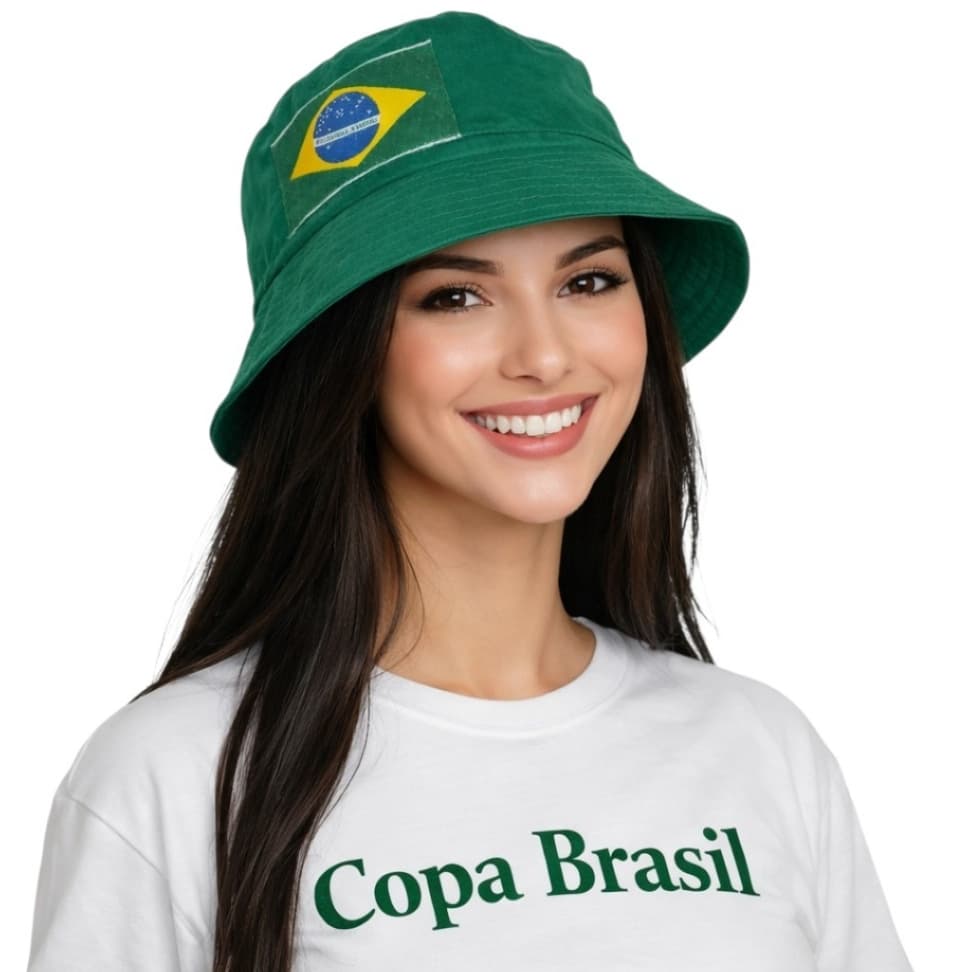 chapéu Bucket Hat Liso Juvenil, pescador/ Brasil/Menino/ Menina/ Short da Copa/ Toca Cetim Copa do Mundo 2026/Berm,Abadá