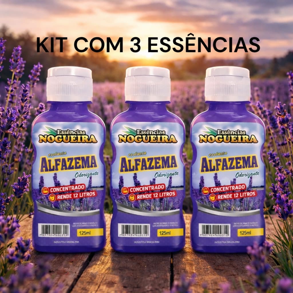 Kit 3 Essências Nogueira Alfazema 125ml Aromatizante Ambiente para Umidificador Difusor Aromaterapia
