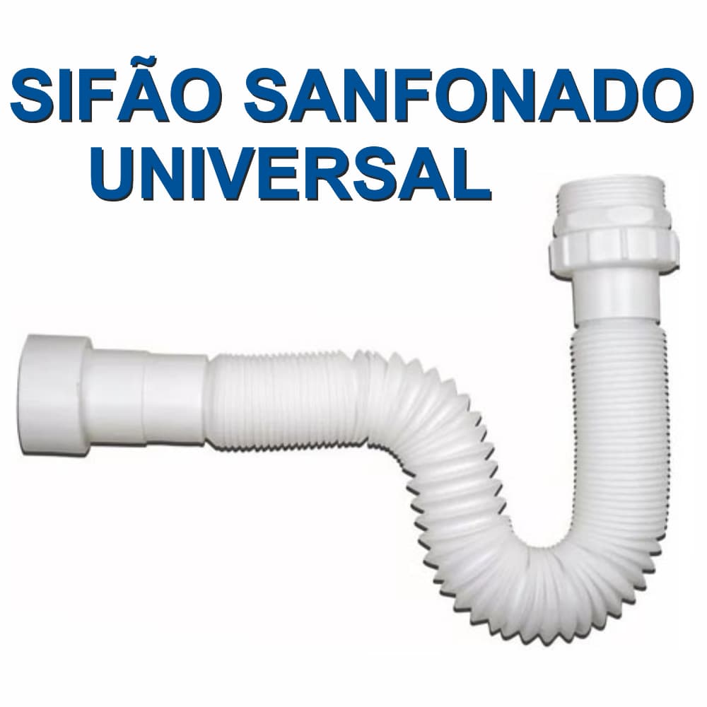 Sifão Flexível Sanfonado Ajustável Pia Cozinha Lavatorio de Banheiro e Tanque - Branco