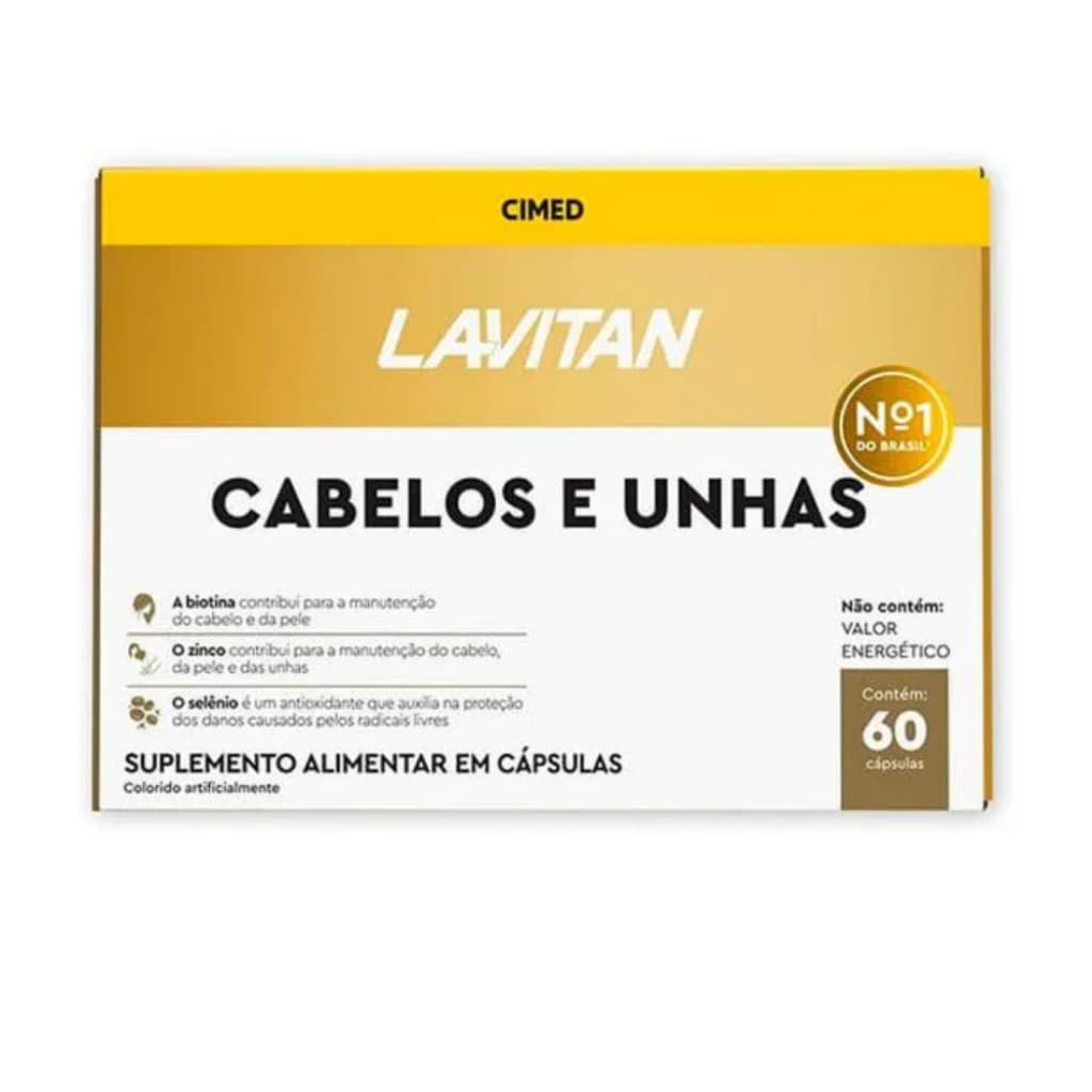 Cimed Lavitan Mais Hair Cabelos e Unhas 60 Cápsulas com Biotina - Fortalece Cabelos e Unhas, Ação Antioxidante