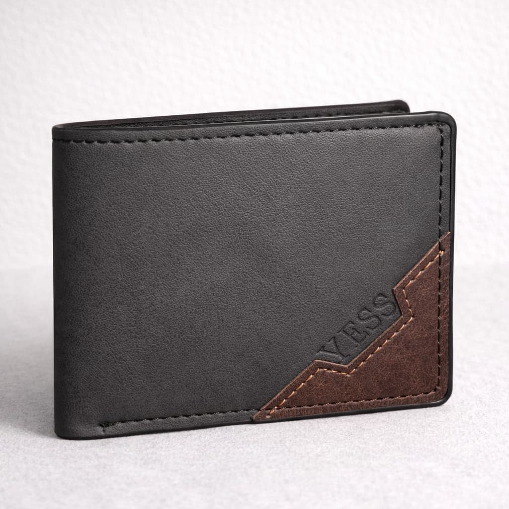 Carteira Masculina Couro PU Compacta Porta Cartões Documentos Com Caixa Premium