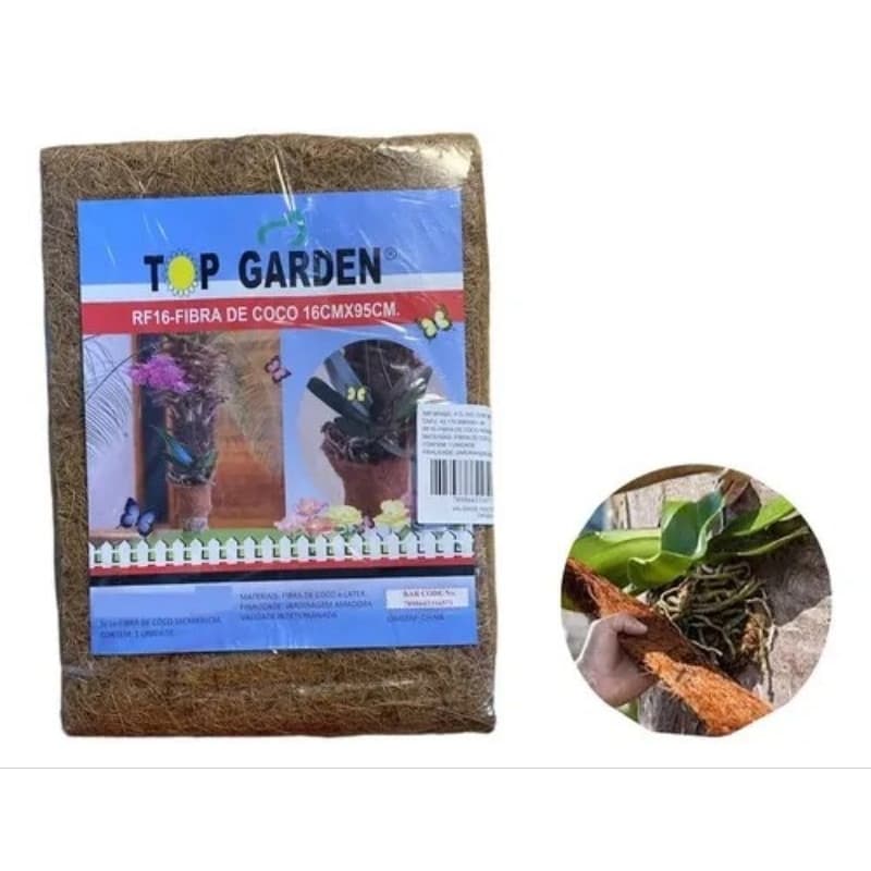 Fixador de Orquídeas Fibra de Coco Kit com 5 -Natural Top Garden 95x16cm Placa Ecológica Premium Suporte Plantas