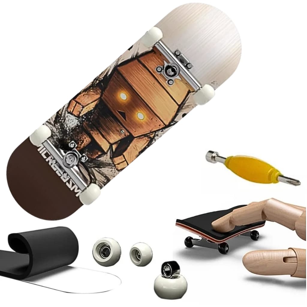 Skate De Dedo Finger Skateboard Profissional Robô com Rolamento nas Rodas
