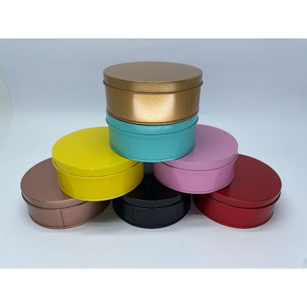 LATA DE METAL REDONDA PACOTE COM 12 UNDS    10CM X 10CM X 4CM