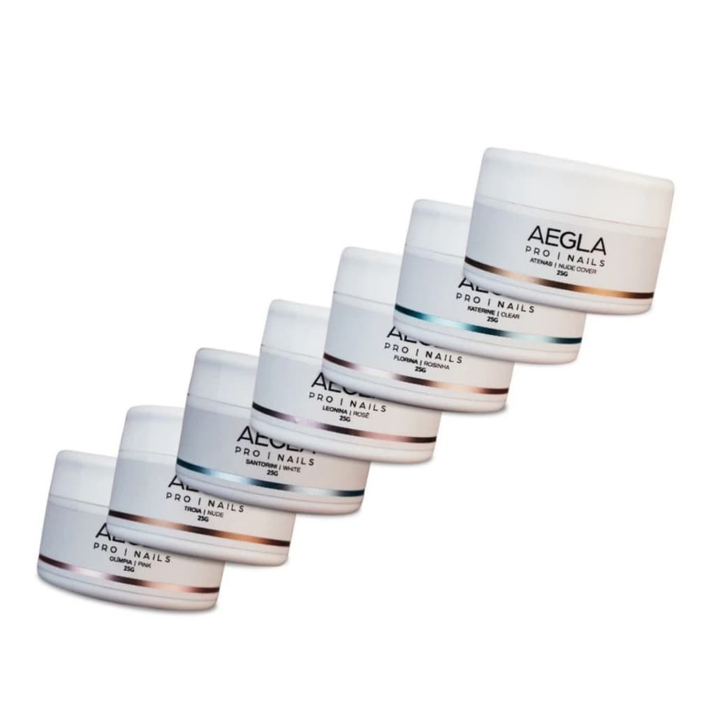 AEGLA GEL LEONINA + OLIMPÍA + ATENAS + FLORINA + KATERINI + SANTORINI + TRÓIA + UNHAS DE GEL + PROFISSIONAL