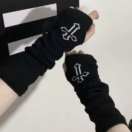 Luvas harajuku estilo alternativo goth cruz destroyed arrastão rock egirl e boy grunge punk emo unissex aesthetic rock