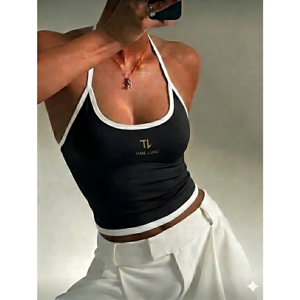 Blusa Tupe Top Cropped Feminina Frente Única  Decote e Alça Costa Nua estilo Gringa Regata Suplex