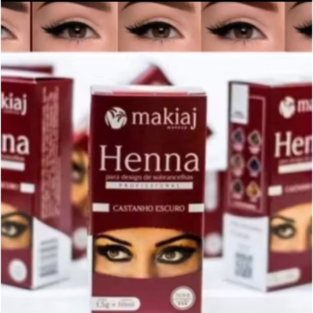 Henna Design de Sobrancelha + Fixador Makiaj 7 Cores Intensamente Duradouras