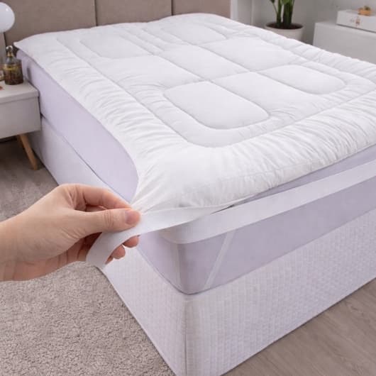 Pilow Top Micropercal 400 Fios Solteiro Casal Queen King Toque Aveludado Fibra Siliconada Elástico