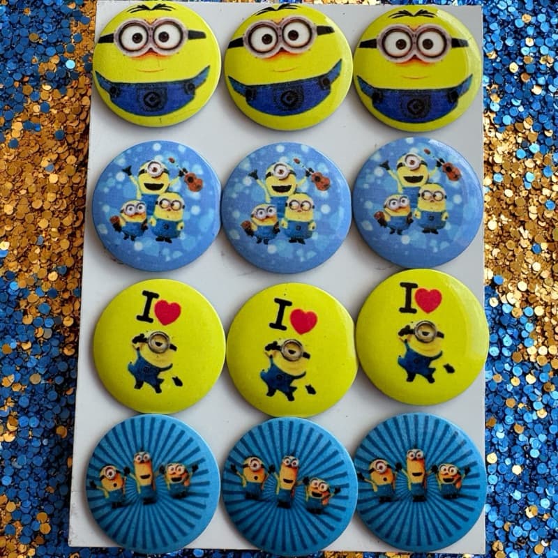 Kit com 12 ou 24 Ímas de Geladeira Tema MINIONS - MEU MALVADO FAVORITO! Decorativo Chic e Fofinho