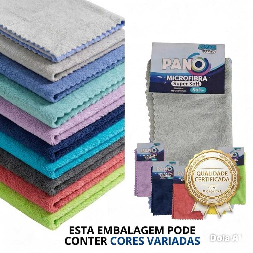 Kit 3 | 6 | 9 e 12 Panos Microfibra Super Macio Limpeza Domestica Automotiva Cores Sortidas