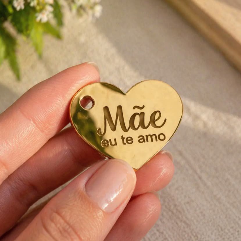 Aplique Acrílico Espelhado “Mãe Eu Te Amo” – Detalhe Perfeito para Presente Dia das Mães